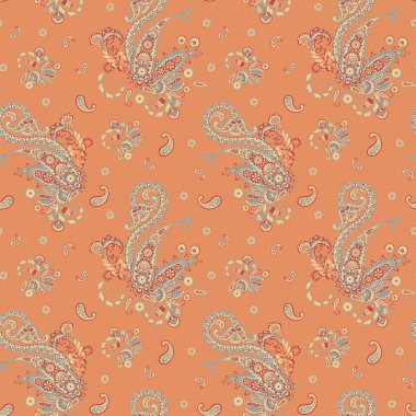 Paisley vektör seamless modeli. Fantastik çiçek yaprakları. Tekstil bohem Yazdır. Batik boyama. Vintage