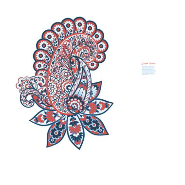 Paisley vektör izole desen. Çiçek Vintage illüstrasyonu