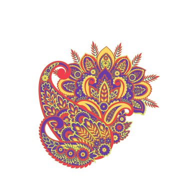 Paisley Çiçek Doğulu Etnik Düzen. Vektör Damask Süslemesi