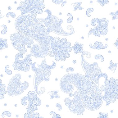 Paisley vektör seamless modeli. Fantastik çiçek yaprakları. Tekstil bohem Yazdır. Batik boyama. Vintage