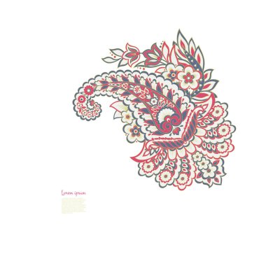 Çiçek desenli renkli vektör süsü. İzole Desen