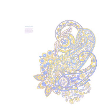 Paisley izole edilmiş. Tasarım için izole edilmiş desenli kart. Çiçek vektör deseni. Nakış işleme çiçek vektör deseni.