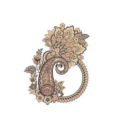 Paisley Vektör Deseni. Çiçekli Asya ResimleriName