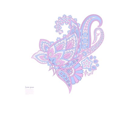 Paisley izole edilmiş. Tasarım için izole edilmiş desenli kart. Çiçek vektör deseni. Nakış işleme çiçek vektör deseni