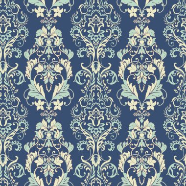 Çiçeksiz, desensiz, klasik bir çiçek. Klasik Barok duvar kâğıdı. Kusursuz vektör arkaplanı