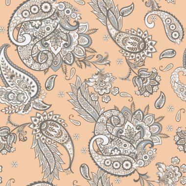 Paisley Vektör Deseni. Kusursuz Çiçeksiz Tekstil Arkaplanı