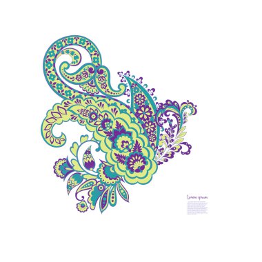 Paisley izole edilmiş. Tasarım için izole edilmiş desenli kart. Çiçek vektör deseni. Nakış işleme çiçek vektör deseni.