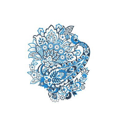 Paisley izole edilmiş. Tasarım için izole edilmiş desenli kart. Çiçek vektör deseni. Nakış işleme çiçek vektör deseni.