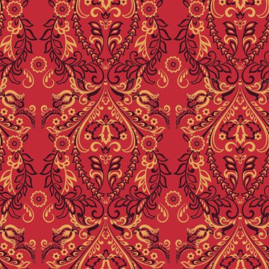 Vektör Barok çiçek deseni. Klasik çiçek süsü. Duvar kağıtları, tekstil, kumaş için klasik dikişsiz doku