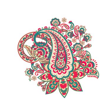 Paisley Vektör Deseni. Çiçekli Asya ResimleriName