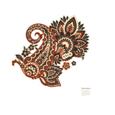 Paisley vektör izole desen. Damask biçimi Vintage illüstrasyonu