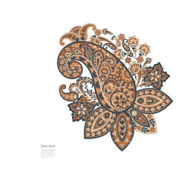 Paisley vektör izole desen. Çiçek Vintage illüstrasyonu