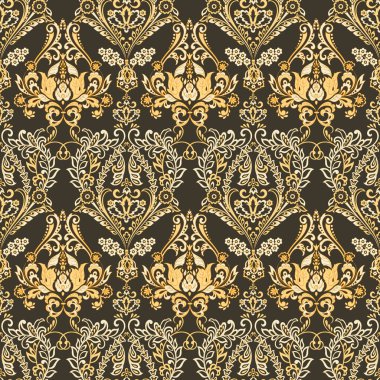 Çiçeksiz süslü kumaş arkaplan. Vektör eski duvar kâğıdı