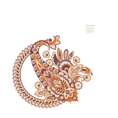 Damask desenli vektör çiçek süsü