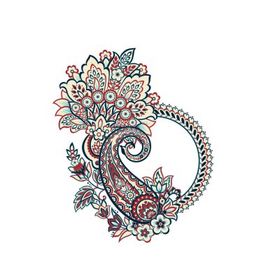 Paisley Vektör Deseni. Çiçekli Asya ResimleriName