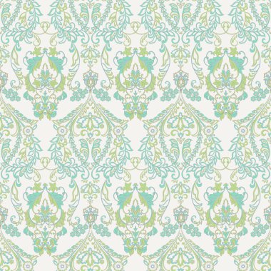 Vektör çiçek desenli parmak izi. Damask Kusursuz bağbozumu. Duvar kağıdı, kumaş, davetiye için kullanılabilir