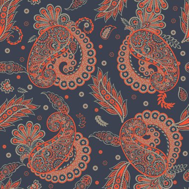 Hint batik tarzında kusursuz Paisley deseni. Çiçek vektör illüstrasyonu