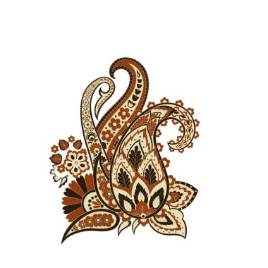Paisley izole edilmiş. Tasarım için izole edilmiş desenli kart. Çiçek vektör deseni. Nakış işleme çiçek vektör deseni