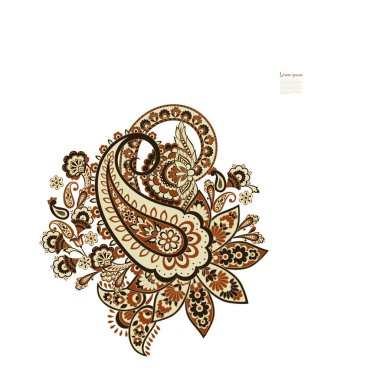 Paisley Vektör Deseni. Çiçekli Asya ResimleriName