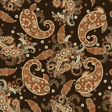 Paisley vektör seamless modeli. Fantastik çiçek yaprakları. Tekstil bohem Yazdır. Batik boyama. Vintage