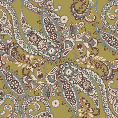 Damask desenli, pürüzsüz vektör deseni. Çiçek bağbozumu arka planı