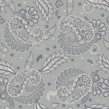 Hint batik tarzında kusursuz Paisley deseni. Çiçek vektör illüstrasyonu