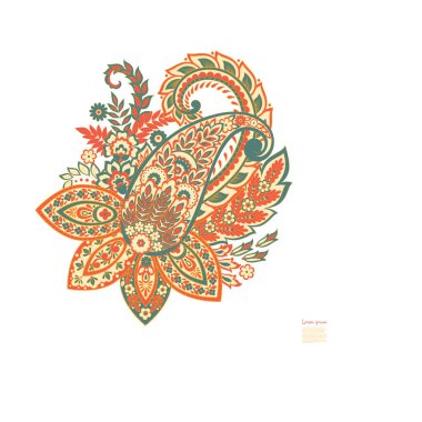Paisley Vektör Deseni. Çiçekli Asya ResimleriName
