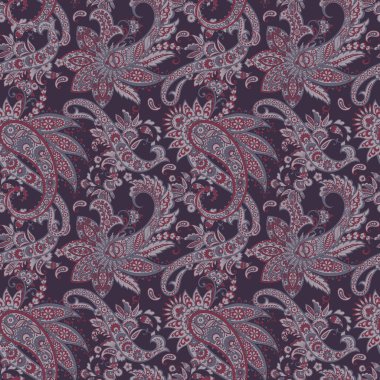 Hint batik tarzında kusursuz Paisley deseni. Çiçek vektör illüstrasyonu