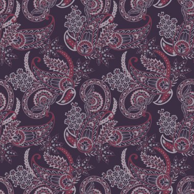 Şal desenli, desensiz bir süs. Çiçek dekoru süsleyin. Vektör illüstrasyonu