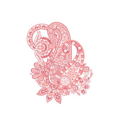 Paisley izole edilmiş. Tasarım için izole edilmiş desenli kart. Çiçek vektör deseni. Nakış işleme çiçek vektör deseni.