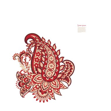 Paisley vektör izole desen. Batik stilinde klasik çiçek illüstrasyonu