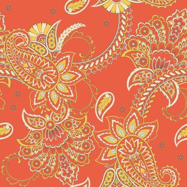 Batik süsü. Etnik Paisley Çiçeksiz desen.