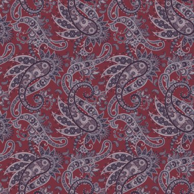 Çiçeksiz desenli desenli şal desenli süs. Asya tekstil biçiminde vektör illüstrasyonu 