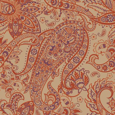 Paisley vektör seamless modeli. Fantastik çiçek yaprakları. Tekstil bohem Yazdır. Batik boyama. Vintage
