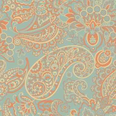 Hint tarzı çiçeklerle Paisley seamless modeli.