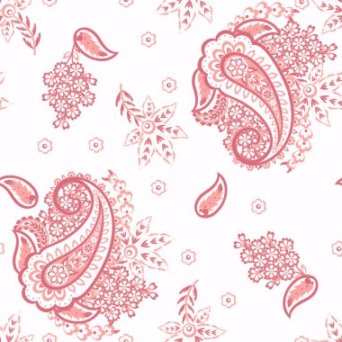 Geleneksel dikişsiz şal deseni. Hint çiçek süsü..