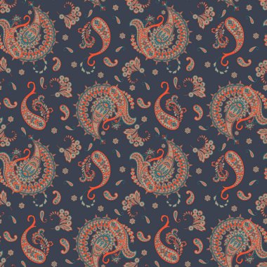Paisley Süslü, pürüzsüz desen. kalamkari vektör kumaş arkaplanı