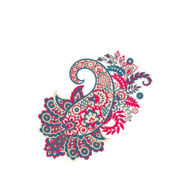 Damask Paisley Floral isolated vector ornament