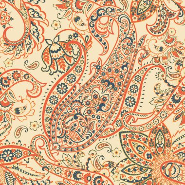 Şal desensiz vektör deseni. Batik biçiminde vintage arkaplan