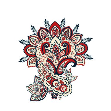 Paisley Çiçek Doğulu Etnik Düzen. Vektör Damask Süslemesi