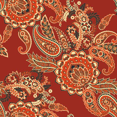 Paisley tarzı, çiçeksiz desen. Vektör Süsleme Arkaplanı