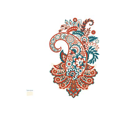 Damask Paisley Floral isolated vector ornament