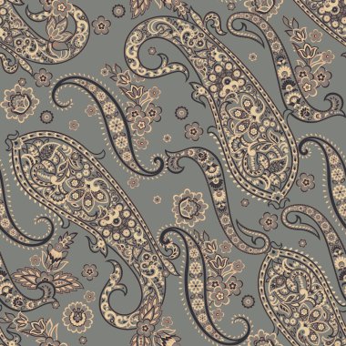 Hint tarzı çiçeklerle Paisley seamless modeli