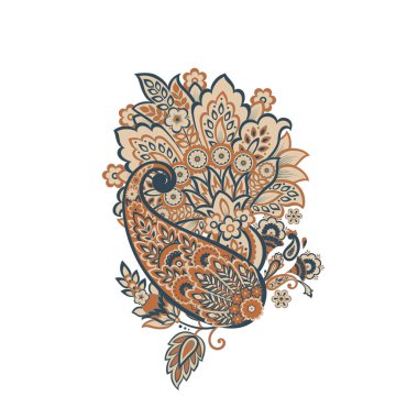 Damask desenli vektör çiçek süsü