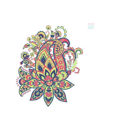 Paisley izole edilmiş. Tasarım için izole edilmiş desenli kart. Çiçek vektör deseni. Nakış işleme çiçek vektör deseni.