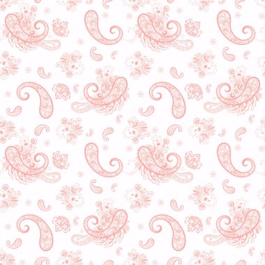 Paisley Çiçek Doğulu Etnik Düzen. Kusursuz Vektör Süslemesi. Hint kumaşlarının süsleme motifleri.