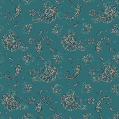 Paisley Çiçek Doğulu Etnik Düzen. Kusursuz Vektör Süslemesi. Hint kumaşlarının süsleme motifleri.