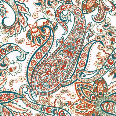 Paisley vektör seamless modeli. Fantastik çiçek yaprakları. Tekstil bohem Yazdır. Batik boyama. Vintage