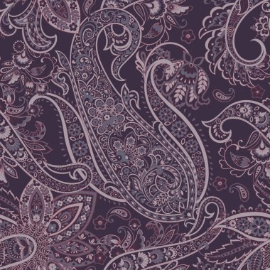 Paisley vektör seamless modeli. Fantastik çiçek yaprakları. Tekstil bohem Yazdır. Batik boyama. Vintage