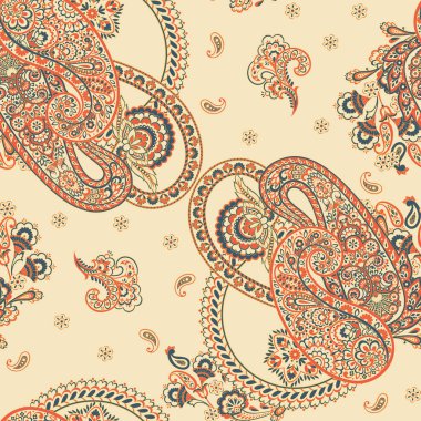Hint batik tarzında kusursuz Paisley deseni. Çiçek vektör illüstrasyonu